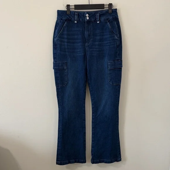 PAIGE Dion High Rise Bootcut Cargo Jeans in Gracielou Size 29